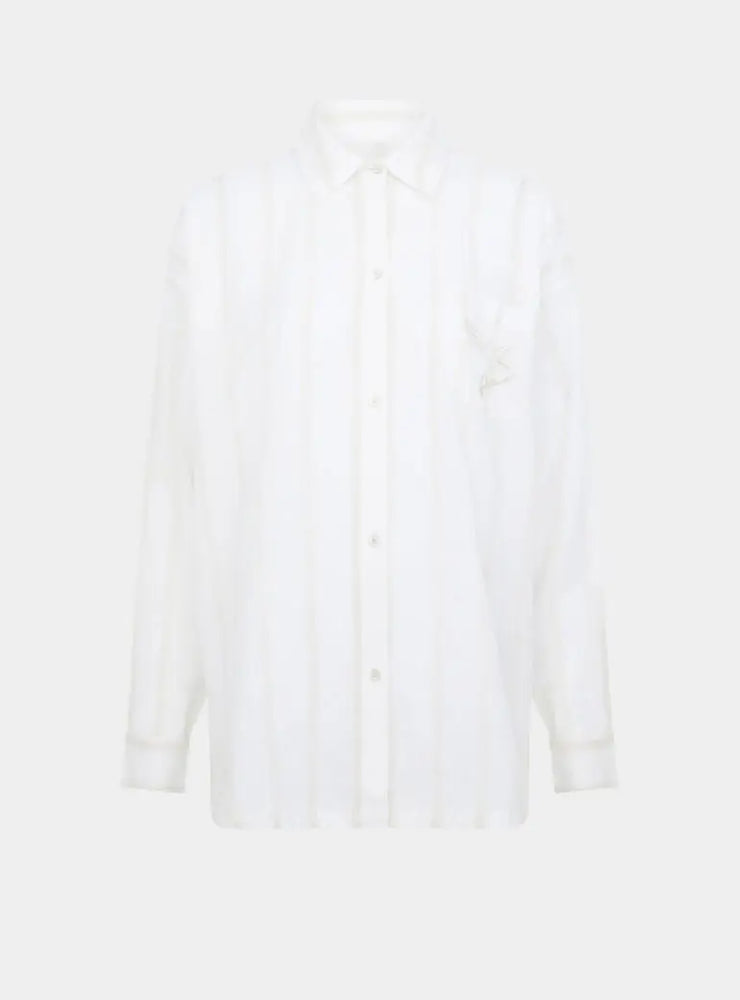 Yew Striped Ethical-Cotton Shirt - Summer Sand Beige Peachaus