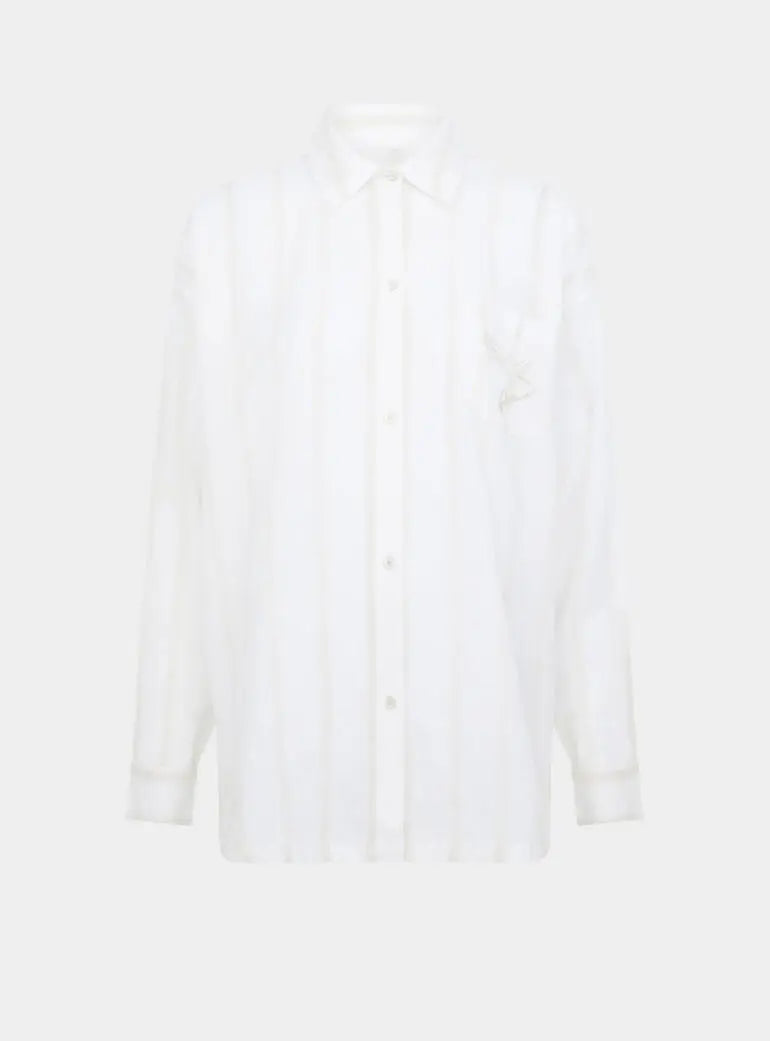 Yew Striped Ethical-Cotton Shirt - Summer Sand Beige Peachaus