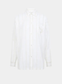  Yew Striped Ethical-Cotton Shirt - Summer Sand Beige Peachaus