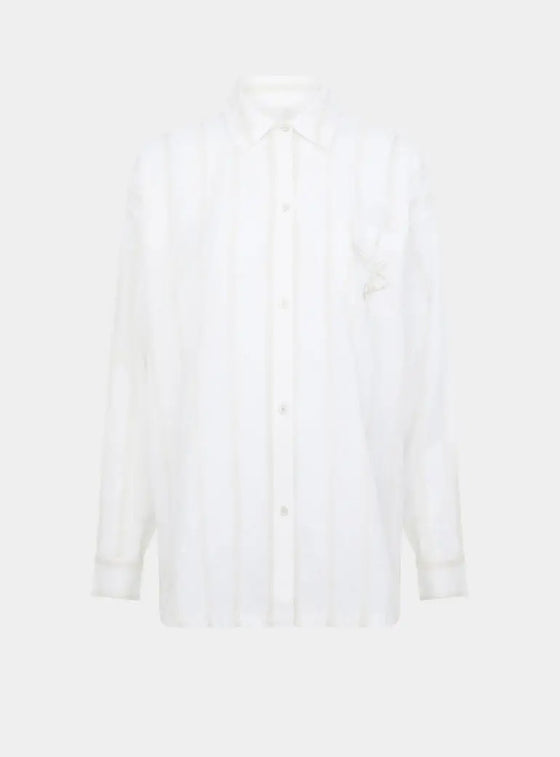 Yew Striped Ethical-Cotton Shirt - Summer Sand Beige Peachaus