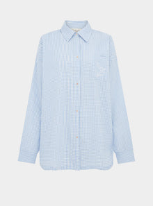  Yew Striped Ethical-Cotton Pyjama Shirt - Blue Stripe