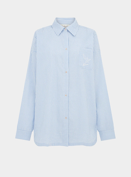 Yew Striped Ethical-Cotton Pyjama Shirt - Blue Stripe