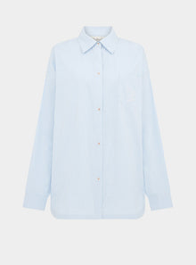  Yew Striped Ethical-Cotton Pyjama Shirt - Mountain Blue