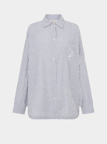  Yew Striped Ethical-Cotton Pyjama Shirt - Pinstripe Charcoal