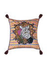Embroidered Velvet Cushion Cover / "The Zebra Head"