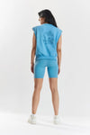 Zemmai Seamless Stretch-Bamboo Cycling Shorts - Lagoon Blue Peachaus