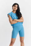 Zemmai Seamless Stretch-Bamboo Cycling Shorts - Lagoon Blue Peachaus