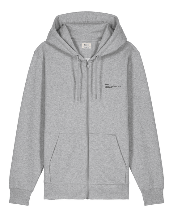 Womens Organic Cotton Relaxed-Fit Zip Hoodie in Rock Grey Marl