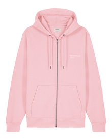  Womens Organic Cotton Relaxed-Fit Zip Hoodie in Cherry Blossom Pink