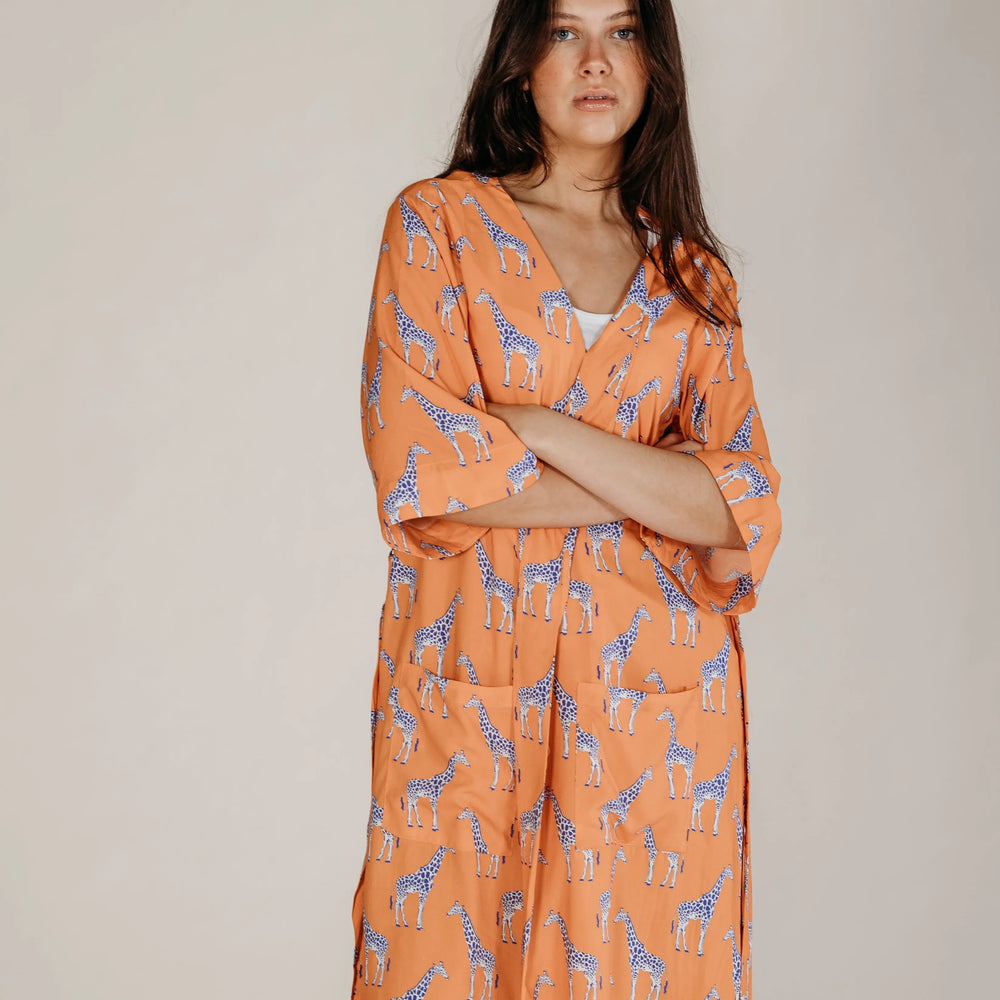 Zoya Orange Giraffe Robe Naree Clothing