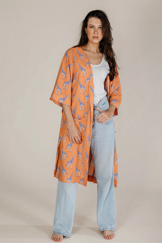 Zoya Orange Giraffe Robe Naree Clothing