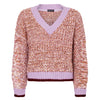 Amy V-Neck Cable Jumper - Rust, Pink & Lilac