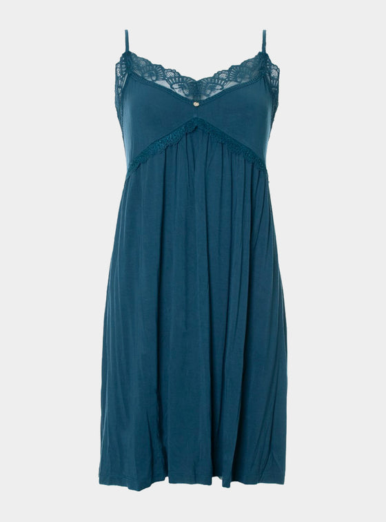 Teal Bamboo Lace Chemise Nightdress