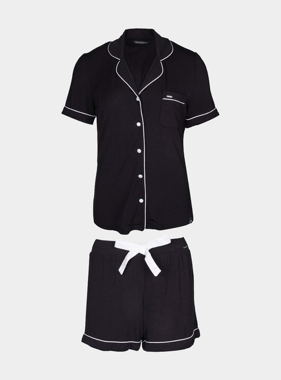 Black Bamboo Shirt Short Set