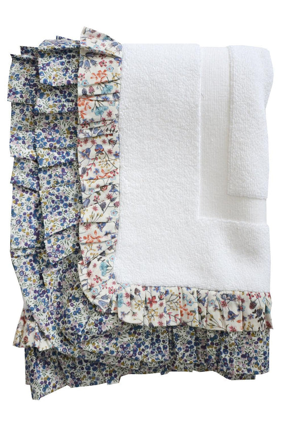 Ruffle Edge Bath Mat Made With Liberty Fabric DONNA LEIGH & WILTSHIRE BUD
