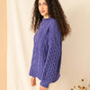 Bella Cable High Neck Jumper - Violet