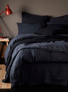  Black 100% Linen Bed Linen