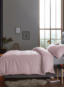  Blush Brushed Check Duvet Set