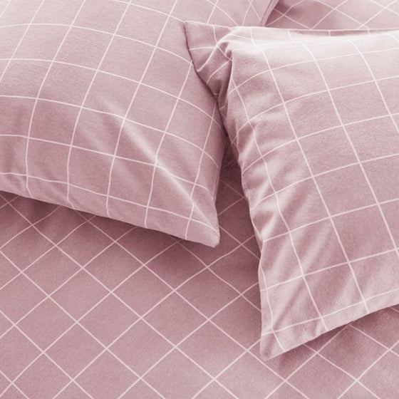 Blush Brushed Check Duvet Set