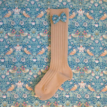  Camel Knee High Socks With Bow Made With Liberty Fabric STRAWBERRY THIEF