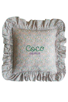  Coco & Wolf X Polly Wren Studios Embroidered Ruffle Cushion Made With Liberty Fabric MICHELLE LILAC Coco & Wolf