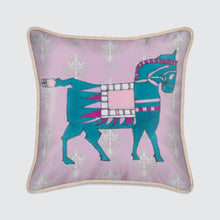  Pink Turquoise Horse Silk Cushion Long Studio Design