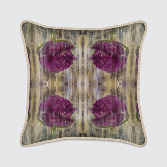 Purple Roses Silk Cushion Long Studio Design