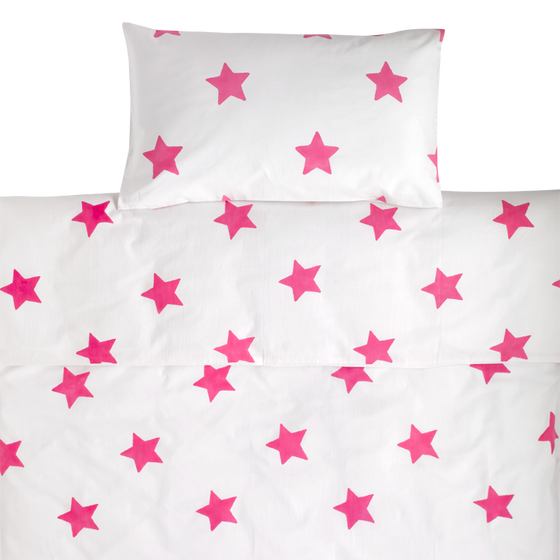 Bright Pink Star Toddler Cot Bed Duvet Set