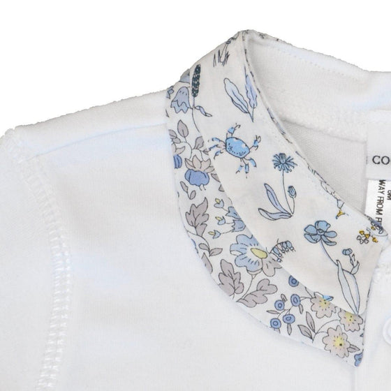 Double Collar Baby-Grow Made With Liberty Fabric THEO & D'ANJO BLUE