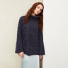 Emily Cable Roll Neck Tunic Jumper - Navy Blue