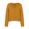 Emma v Neck Cable Jumper - Mustard