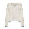 Emma v Neck Cable Knit Jumper - White