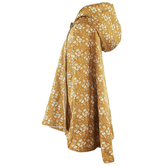 Fable Heart Hooded Cape Made With Liberty Fabric CAPEL MUSTARD
