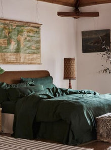  Fern Green Linen Pillowcases (Pair)