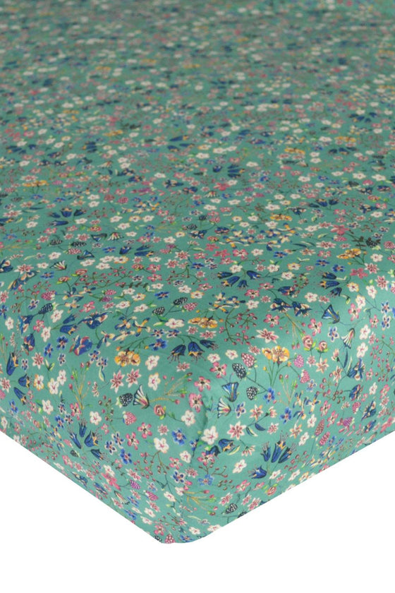 Fitted Sheet Made With Liberty Fabric DONNA LEIGH GREEN
