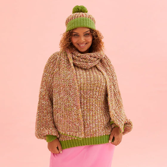 Florence Scarf & Lolly Hat Set - Olive Green