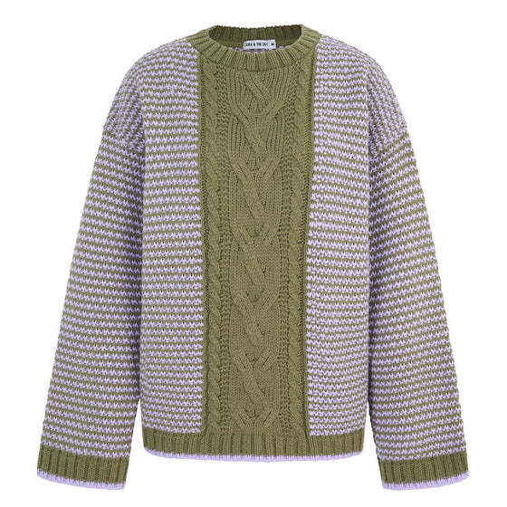 Frankie Cable Knit Crew Neck Jumper - Khaki