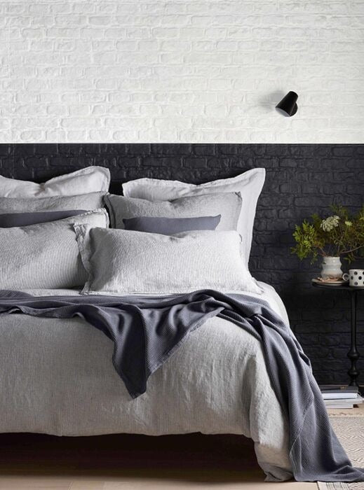 French Blue Sid Stripe 100% Linen Bed Linen