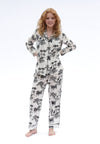 Long Sleeve Pyjamas - Matching Set in Paloma Print- Cream/Black
