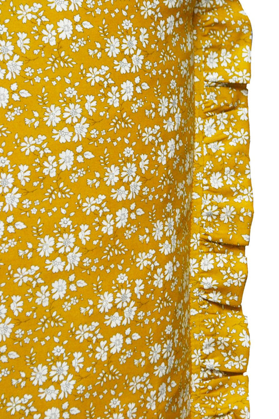 Gathered Edge Pillowcase Made With Liberty Fabric CAPEL MUSTARD