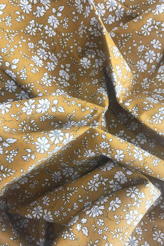 Gathered Edge Pillowcase Made With Liberty Fabric CAPEL MUSTARD