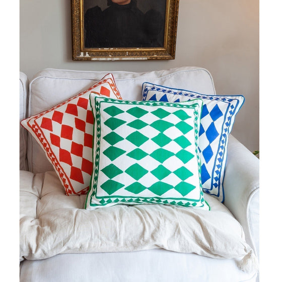 Cushion Cover / "The Green Diamonds"