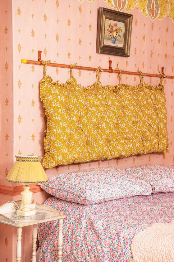 Hanging Headboard Made With Liberty Fabric CAPEL MUSTARD