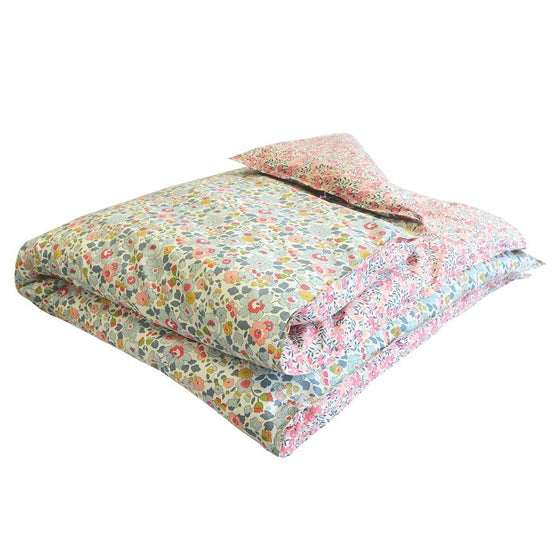 Reversible Heirloom Quilt Made With Liberty Fabric BETSY GREY & WILTSHIRE PINK