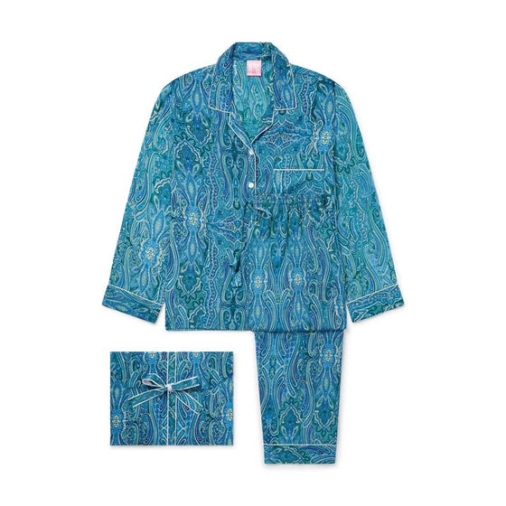 Blue Paisley Women's Silk Pyjama Trouser Set sleep.bygrace