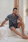 Men's Blue Satin Short Pyjama Set