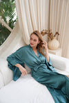 Green Satin Goddess Robe Wear the World