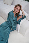 Green Satin Goddess Robe Wear the World