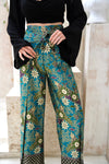 Turquoise Satin Wrap Around Trousers Wear the World