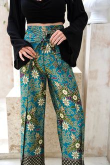  Turquoise Satin Wrap Around Trousers Wear the World